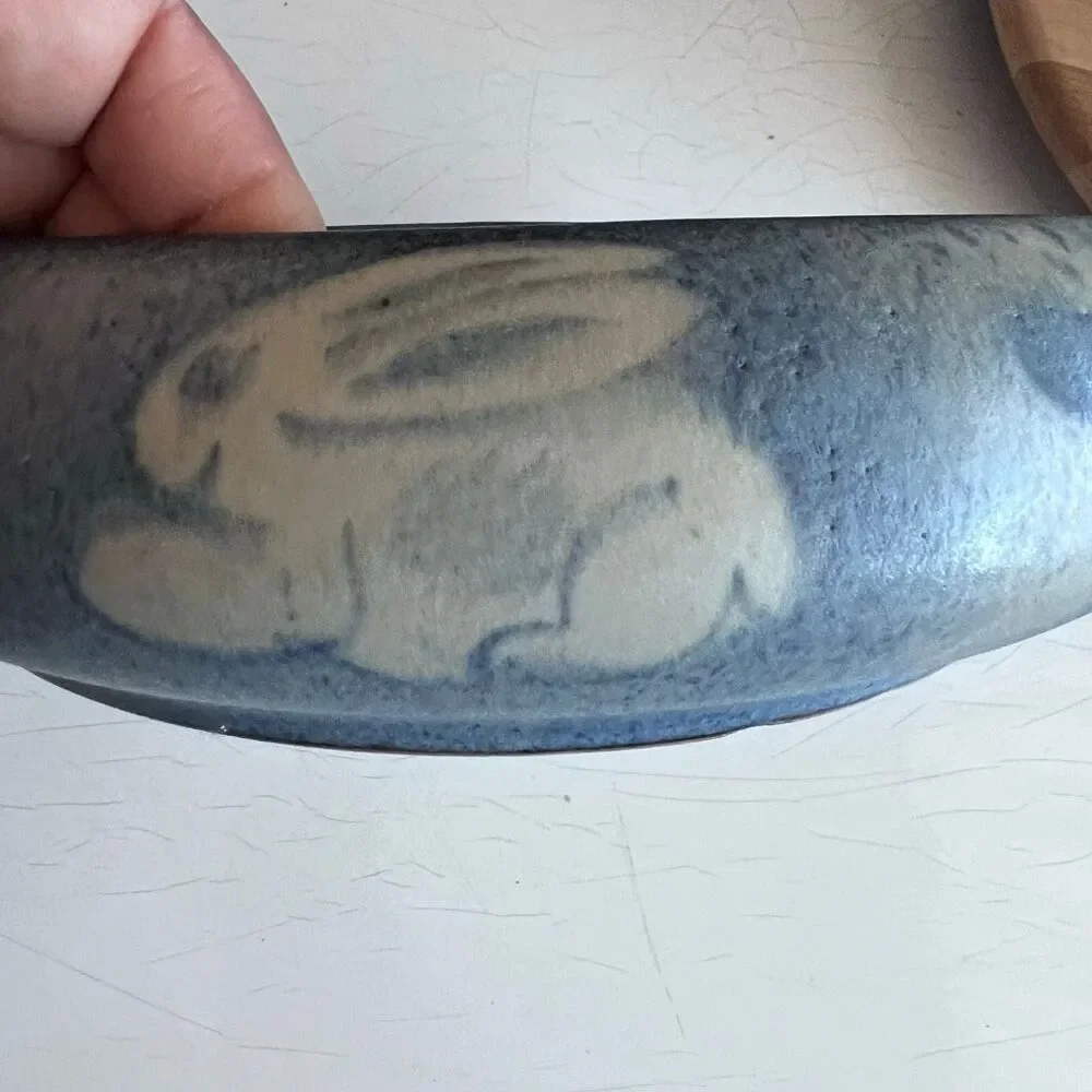 North Eagle Pottery hand-thrown and features a matte or glazed finish in blue an